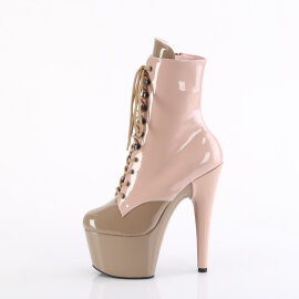 Pleaser ADORE-1020DC Botines de Plataforma de Charol en beige EU-39 / US-9