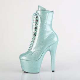 Pleaser ADORE-1020GP Botines de Plataforma de Charol con purpurina en color verde menta EU-38 / US-8