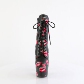Pleaser ADORE-1020KISSES Botines de Plataforma de Cuero Sintético Negro - Talla EU-39 / US-9