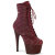 Pleaser ADORE-1020RM Botines de Plataforma de Cuero Sintético con Malla de pedrería en color tinto - Talla EU-42 / US-12