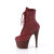 Pleaser ADORE-1020RM Botines de Plataforma de Cuero Sintético con Malla de pedrería en color tinto - Talla EU-42 / US-12