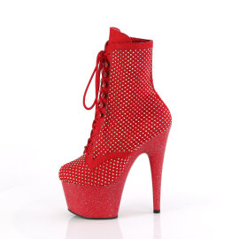 Pleaser ADORE-1020RM Botines de Plataforma de cuero sintético con malla con pedrería roja en talla EU-36 / US-6
