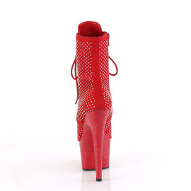 Pleaser ADORE-1020RM Botines de Plataforma de cuero sintético con malla con pedrería roja en talla EU-37 / US-7
