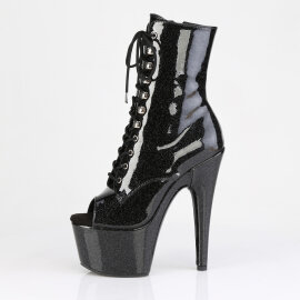 Pleaser ADORE-1021GP Botines de Plataforma de Charol con Brillo Negro - Talla EU-37 / US-7