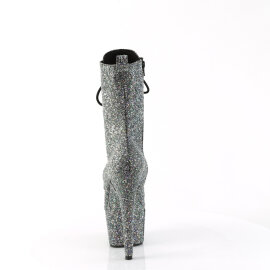 Pleaser ADORE-1040GR Botines de Plataforma de Lentejuelas de Hologramagrama Cromado Plateado - Talla EU-36 / US-6