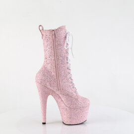 Pleaser ADORE-1040GR Botines de Plataforma de Lentejuelas de Hologramagrama Cromado en Rosa ahumado - Talla EU-41 / US-11