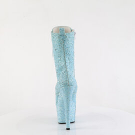 Pleaser ADORE-1040GR Botines de Plataforma de Lentejuelas de Hologramagrama Cromado con Pedrería Azul - Talla EU-39 / US-9