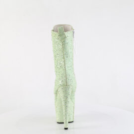 Pleaser ADORE-1040GR Botines de Plataforma de Lentejuelas de Hologramagrama Cromado con Pedrería Verde - Talla EU-36 / US-6