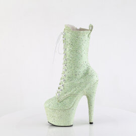 Pleaser ADORE-1040GR Botines de Plataforma de Lentejuelas de Hologramagrama Cromado con Pedrería Verde - Talla EU-37 / US-7