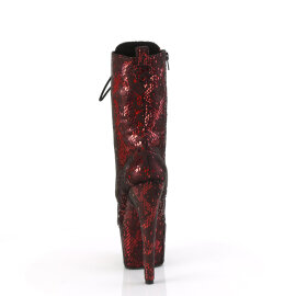 Pleaser ADORE-1040SPF Botines de Plataforma de Tela con Estampado de Serpiente Metálico Rojo EU-37 / US-7