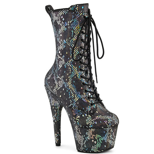 Pleaser ADORE-1040SPF Botines de Plataforma de Tela con Hologramagrama Metálico Plateado EU-40 / US-10