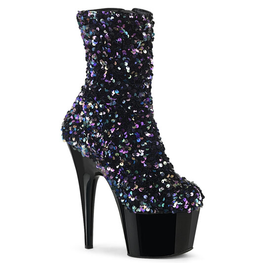 Pleaser ADORE-1042SQ Botines de Plataforma con Lentejuelas Negras EU-35 / US-5
