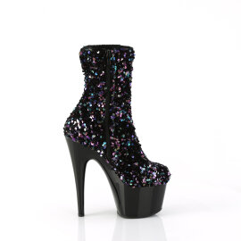 Pleaser ADORE-1042SQ Botines de Plataforma con Lentejuelas Negras EU-36 / US-6