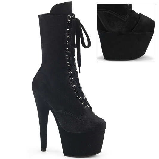 Pleaser ADORE-1045VEL Botines de Plataforma de Terciopelo Negro EU-36 / US-6
