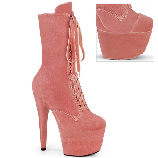 Pleaser ADORE-1045VEL Botines de Plataforma de Terciopelo Rosa EU-38 / US-8