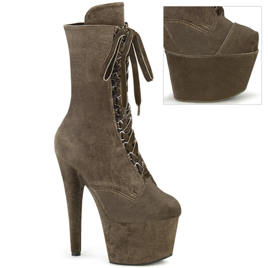 Pleaser ADORE-1045VEL Botines de Plataforma de Terciopelo Verde Marrón EU-37 / US-7