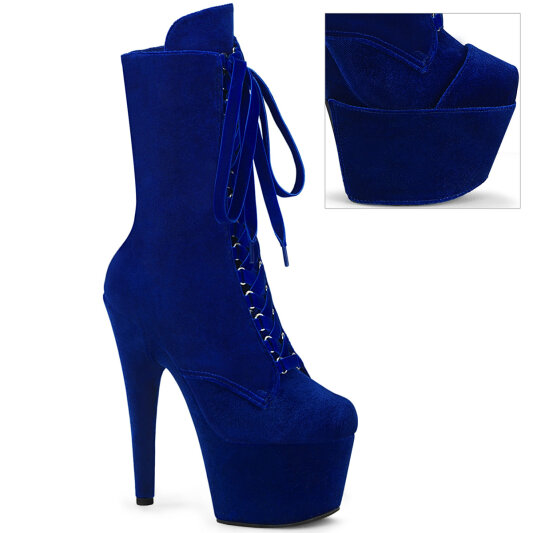 Pleaser ADORE-1045VEL Botines de Plataforma de Terciopelo Azul EU-36 / US-6