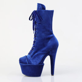 Pleaser ADORE-1045VEL Botines de Plataforma de Terciopelo Azul EU-36 / US-6