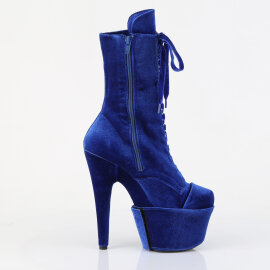 Pleaser ADORE-1045VEL Botines de Plataforma de Terciopelo Azul EU-36 / US-6