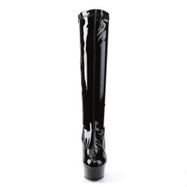 Pleaser Bota DELIGHT-2000 Negro Elástico Charol...