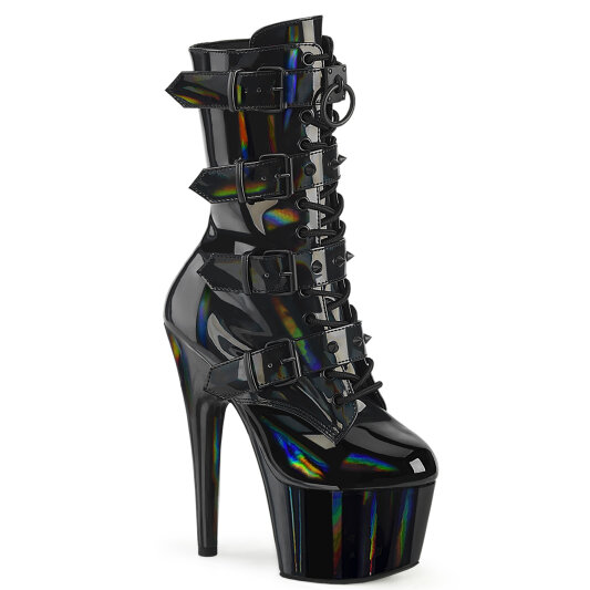 Pleaser ADORE-1046 Botines con Plataforma de Charol Hologramagráfico Negro EU-35 / US-5