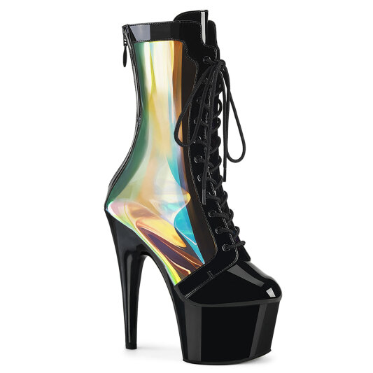 Pleaser ADORE-1047 Botines de Plataforma de Charol Negro Hologramagráfico EU-42 / US-12