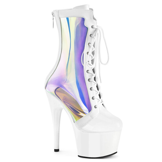 Pleaser ADORE-1047 Botines de Plataforma en Charol Blanco Hologramagráfico EU-36 / US-6