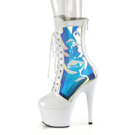 Pleaser ADORE-1047 Botines de Plataforma en Charol Blanco Hologramagráfico EU-41 / US-11