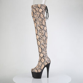 Pleaser ADORE-3008SP-BT Botas Altas de Plataforma con Estampado de Serpiente Marrón EU-38 / US-8