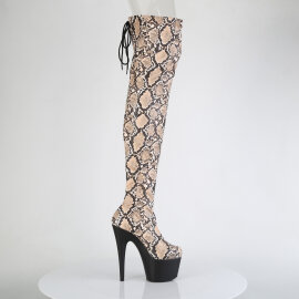 Pleaser ADORE-3008SP-BT Botas Altas de Plataforma con Estampado de Serpiente Marrón EU-40 / US-10