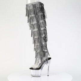 Pleaser ADORE-3019C-RSF Botas Altas de Plataforma por encima de la rodilla Transparentes con Pedrería Negros EU-36 / US-6