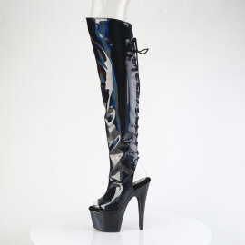 Pleaser ADORE-3019HWR Botas altas de Plataforma sobre la rodilla Holograma Negro EU-38 / US-8