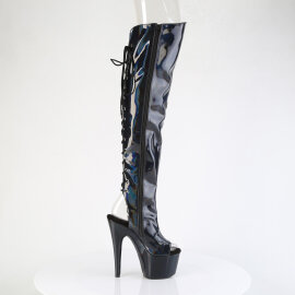 Pleaser ADORE-3019HWR Botas altas de Plataforma sobre la rodilla Holograma Negro EU-38 / US-8