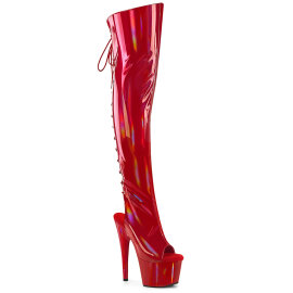 Pleaser ADORE-3019HWR Botas altas de Plataforma sobre la rodilla Holograma Rojo EU-38 / US-8