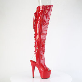 Pleaser ADORE-3019HWR Botas altas de Plataforma sobre la rodilla Holograma Rojo EU-38 / US-8