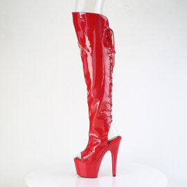 Pleaser ADORE-3019HWR Botas altas de Plataforma sobre la rodilla Holograma Rojo EU-39 / US-9