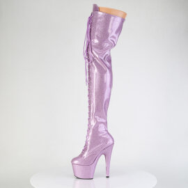 Pleaser ADORE-3020GP Botas altas de Plataforma sobre la rodilla de Charol con purpurina Lila EU-36 / US-6