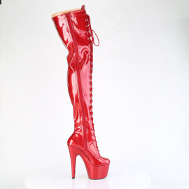 Pleaser ADORE-3020GP Botas de Plataforma sobre la Rodilla de Charol con Purpurina Rojo EU-44 / US-14