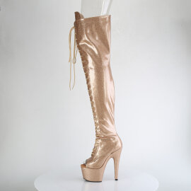 Pleaser ADORE-3021GP Botas de Plataforma sobre la Rodilla de Charol con Purpurina Oro EU-41 / US-11