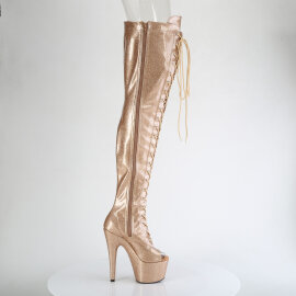 Pleaser ADORE-3021GP Botas de Plataforma sobre la Rodilla de Charol con Purpurina Oro EU-41 / US-11