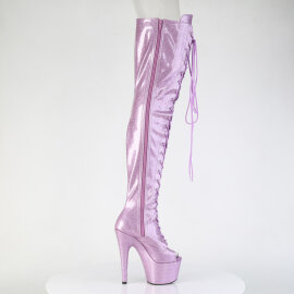Pleaser ADORE-3021GP Botas de Plataforma sobre la Rodilla de Charol con Purpurina Lila EU-39 / US-9
