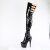 Pleaser ADORE-3055 Botas de Plataforma sobre la Rodilla de Charol Negro EU-37 / US-7
