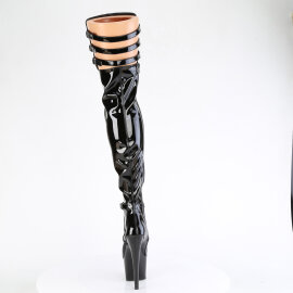 Pleaser ADORE-3055 Botas de Plataforma sobre la Rodilla de Charol Negro EU-42 / US-12