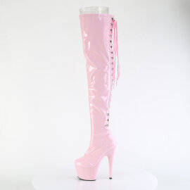 Pleaser ADORE-3063 Botas de Plataforma sobre la Rodilla de Charol con Purpurina Rosa EU-36 / US-6