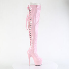 Pleaser ADORE-3063 Botas de Plataforma sobre la Rodilla de Charol con Purpurina Rosa EU-36 / US-6