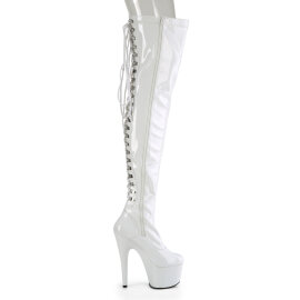 Pleaser ADORE-3063 Botas de Plataforma sobre la Rodilla de Charol Blanco EU-43 / US-13