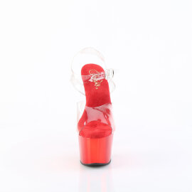 Pleaser ADORE-708 Sandalias de Plataforma Transparente Cromo Rojo EU-37 / US-7