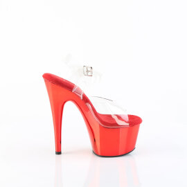 Pleaser ADORE-708 Sandalias de Plataforma Transparente Cromo Rojo EU-37 / US-7
