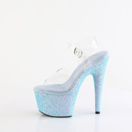 Pleaser ADORE-708LG Sandalias de Plataforma Transparentes con Purpurina Azul EU-37 / US-7