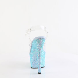 Pleaser ADORE-708LG Sandalias de Plataforma Transparentes con Purpurina Azul EU-37 / US-7